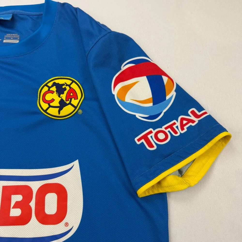 Nike Club America Soccer Jersey Mens Medium Blue 2014 Away Bimbo Coca-Cola Logo